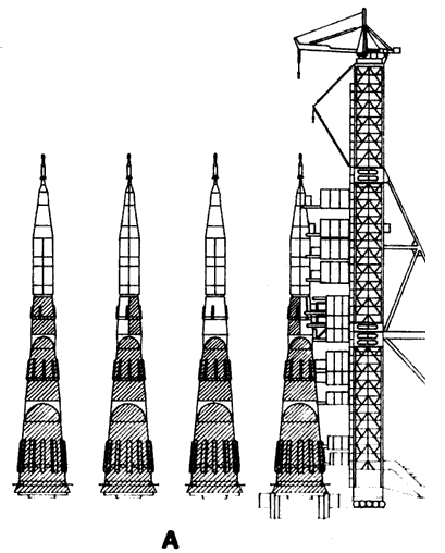 А - схема окраски ракеты носителя Н-1 3л
